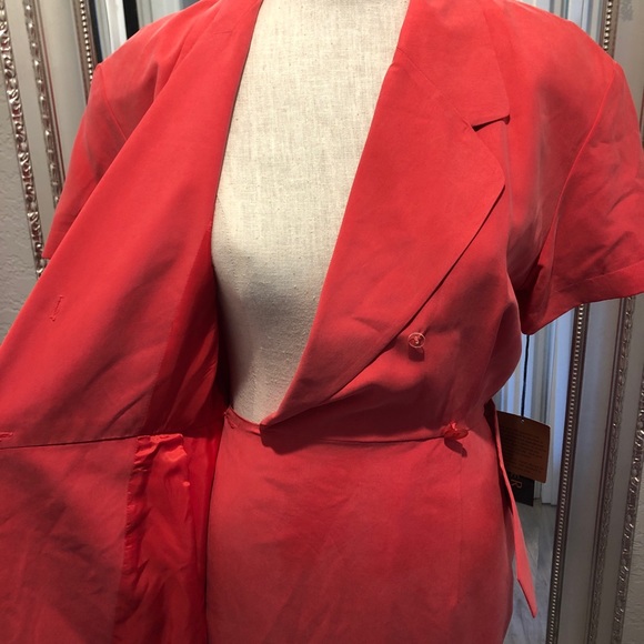 NWT VINTAGE 100% SILK WRAP DRESS W/MATCHING BELT - Picture 5 of 7